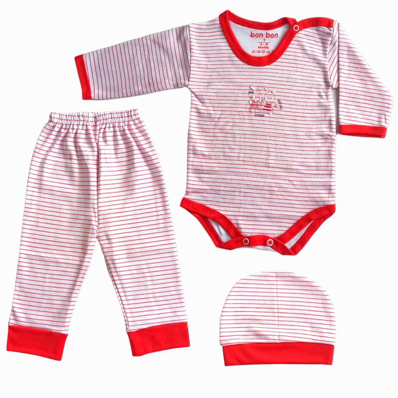 ست 3 تکه لباس نوزادی مدل راه راه