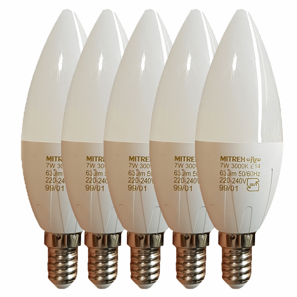 لامپ شمعی 7 وات میتره پایه E14 بسته 5 عددی