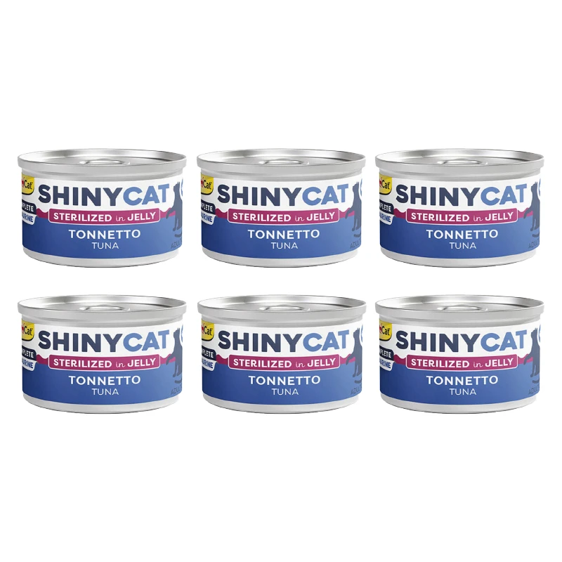 کنسرو غذای گربه بالغ جیم کت مدل Cat Food Sterilized Tuna in Jelly طعم ماهی تن وزن 70 گرم بسته 6 عددی