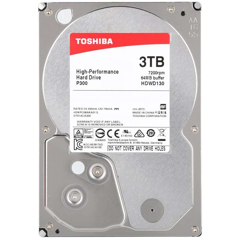 هارددیسک اینترنال توشیبا سری P300 مدل HDWD130EZSTA ظرفیت 3 ترابایت