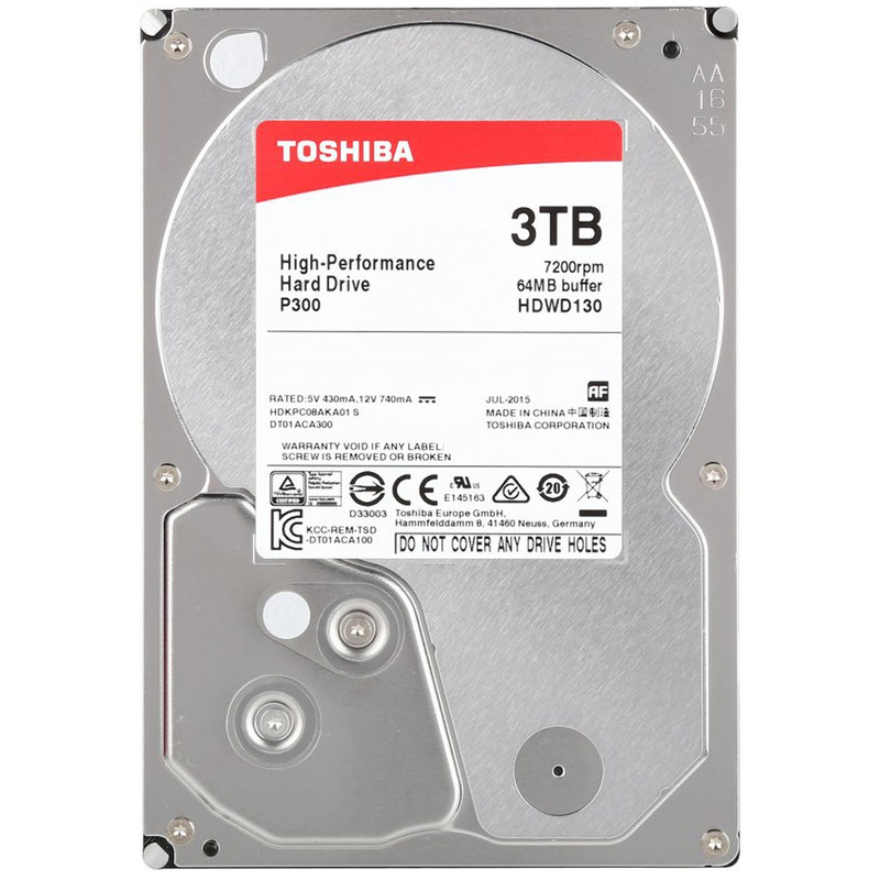 هارددیسک اینترنال توشیبا سری P300 مدل HDWD130EZSTA ظرفیت 3 ترابایت