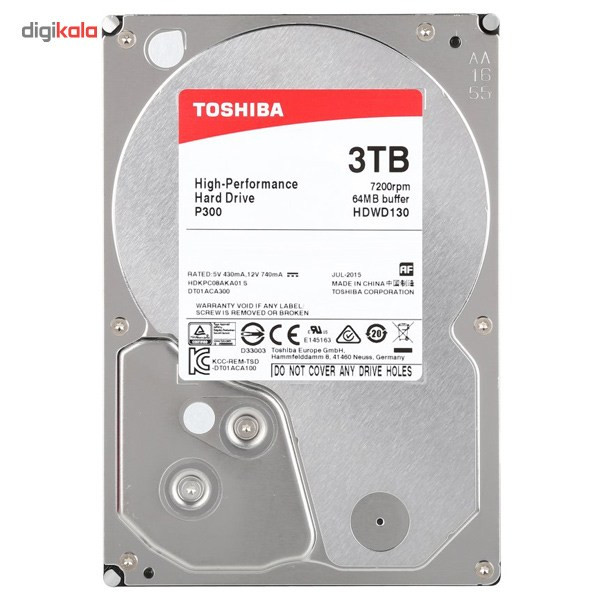 هارددیسک اینترنال توشیبا سری P300 مدل HDWD130EZSTA ظرفیت 3 ترابایت 1