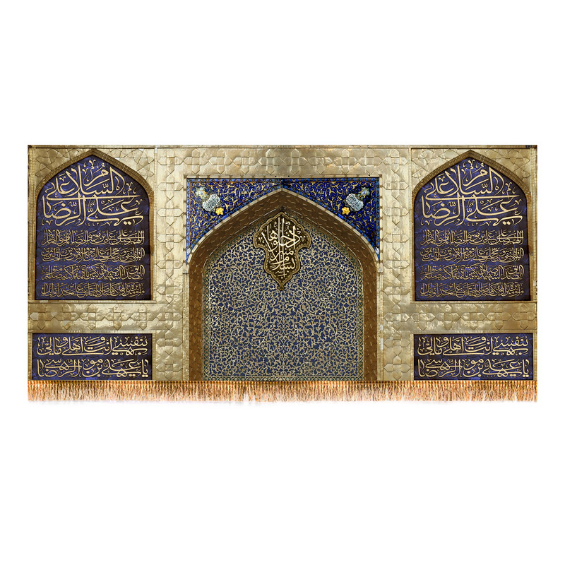پرچم مدل پشت منبری حرم امام رضا همراه با صلوات خاصه کد 6753M