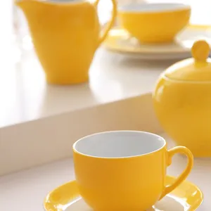 سرویس چینی 17 پارچه چای خوری چینی زرین ایران سری ایتالیا اف مدل زعفران درجه یک