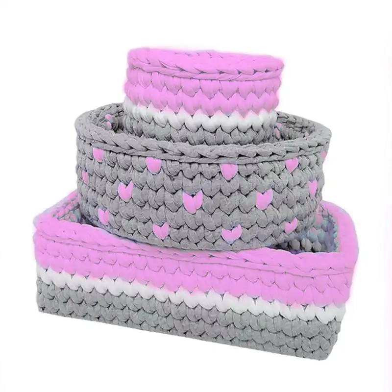 سبد قلاب بافی تریکو طرح سیسمونی کودک کد 13 مجموعه 3 عددی