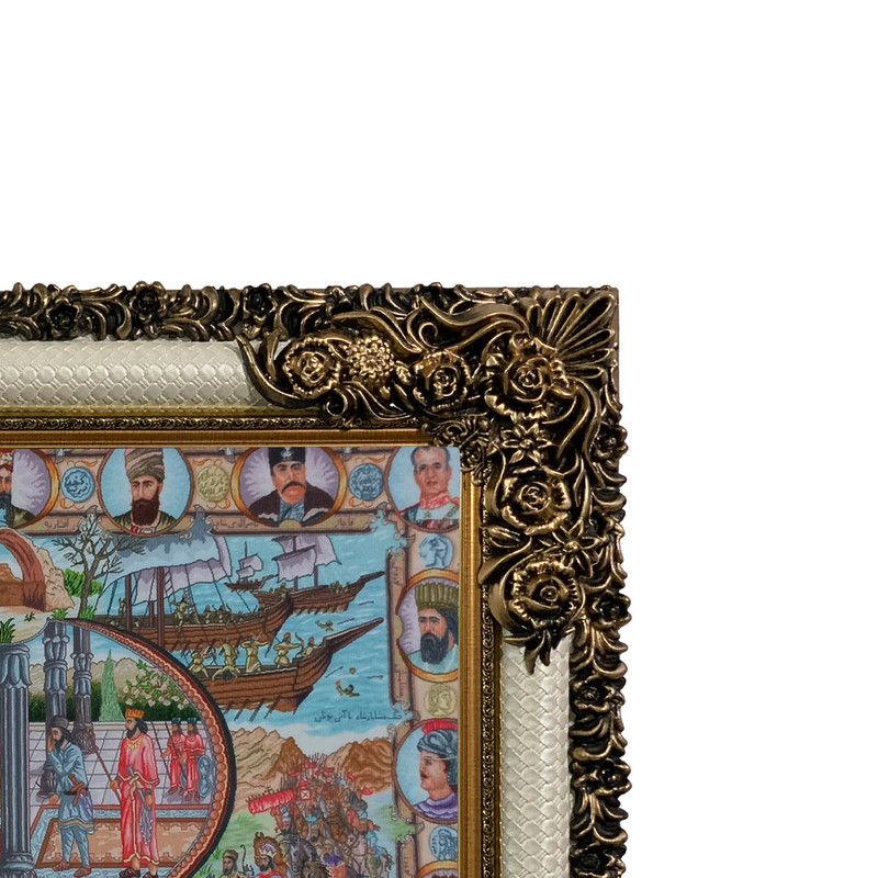 تابلو فرش ماشینی طرح دستبافت مدل شاهان ایران کد 8681