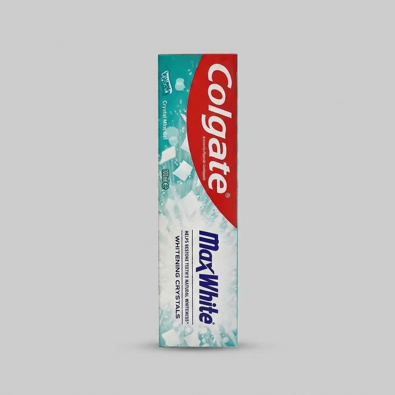 خمیر دندان سفیدکننده کلگیت مدل Max White حجم 100 میلی‌لیتر، حاوی سدیم لوریل سولفات، مناسب بزرگسالان و همه دندان‌ها