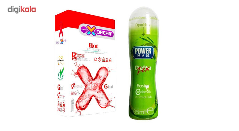 کاندوم ایکس دریم مدل Hot 6 in 1 بسته 12 عددی به همراه ژل روان کننده دلتا مدل Lubricant