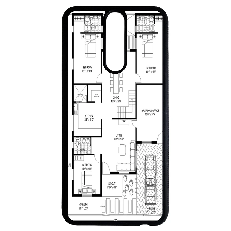 کاور طرح نقشه ساختمان مناسب برای گوشی موبایل هوآوی mate 10 lite