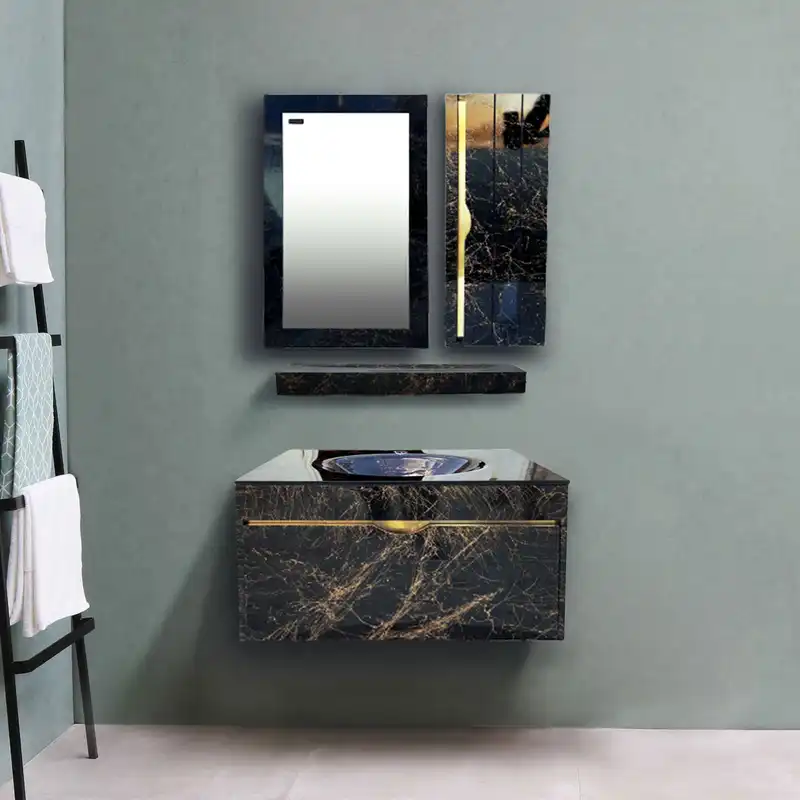 ست کابینت و روشویی سیتکا مدل GL-003/80 به همراه آینه و باکس و اتاژور