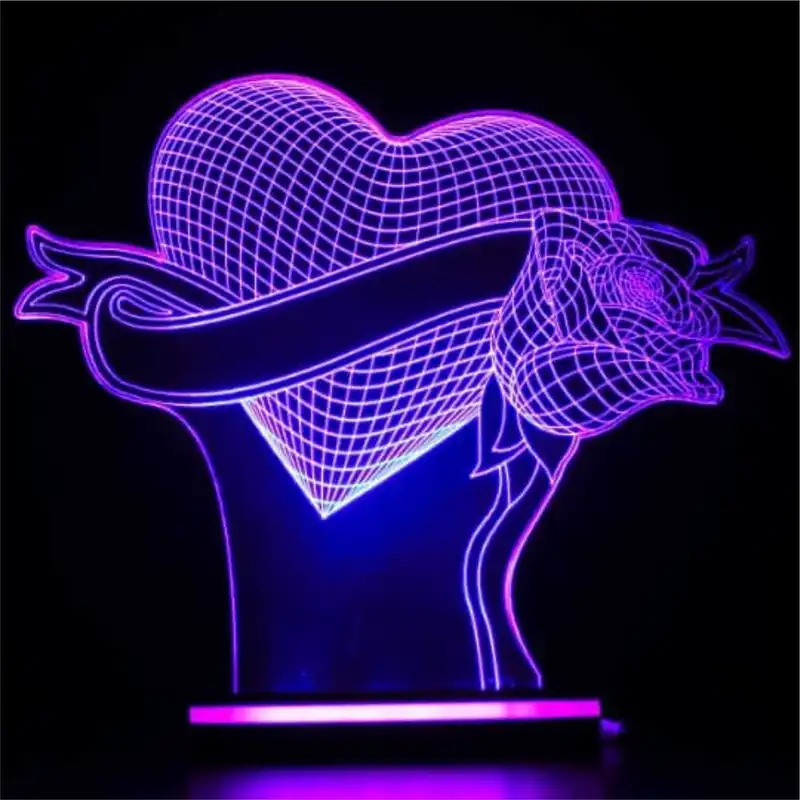 چراغ خواب طرح عاشقانه قلب و گل