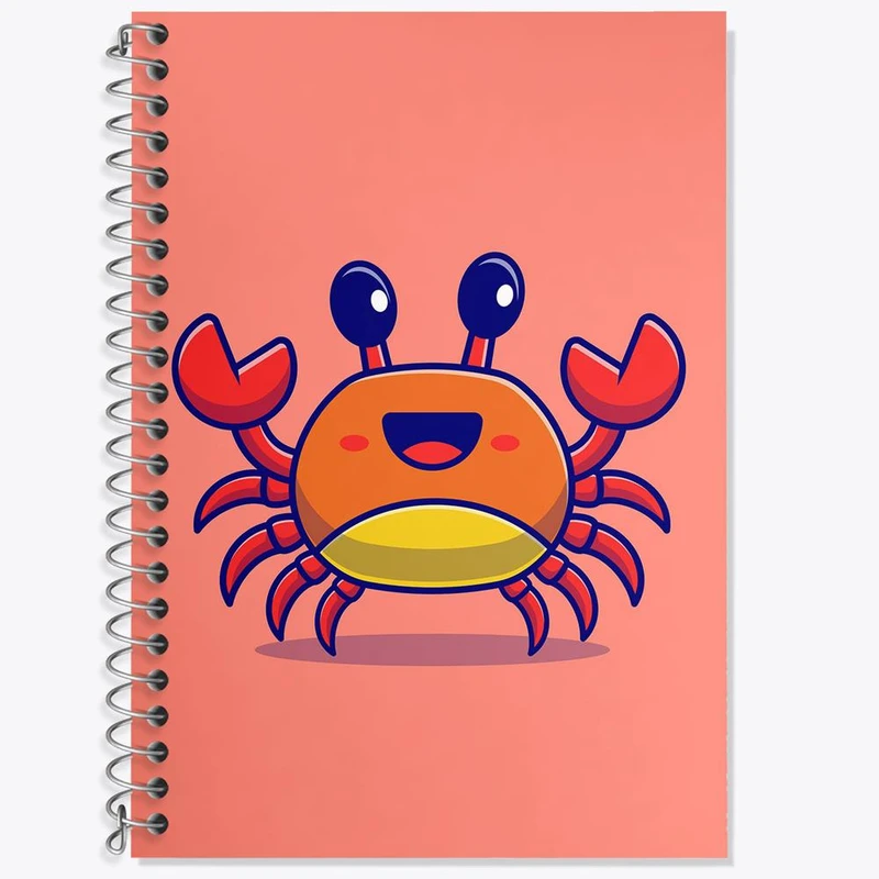 دفتر زبان 50 برگ خندالو مدل دو خط طرح حیوانات بامزه خرچنگ کد 29737