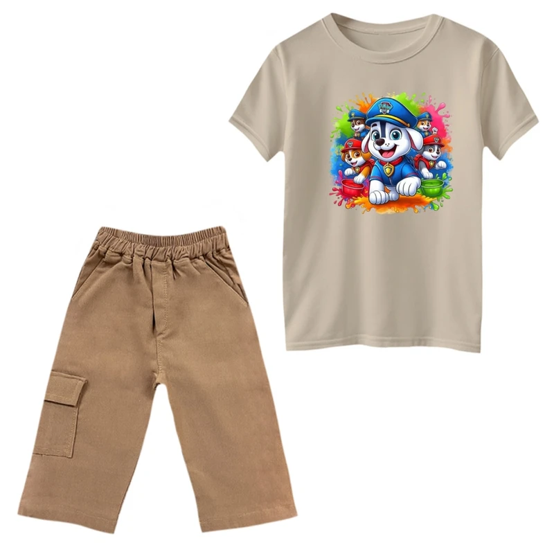 ست تی‌شرت و شلوارک پسرانه مدل سگ های نگهبان