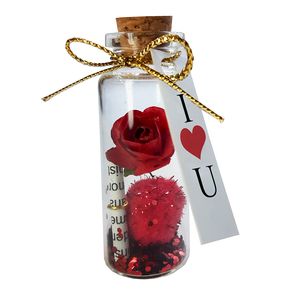 بطری دکوری مدل گل رز و عشق