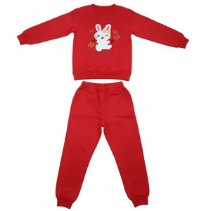 ست تی‌شرت آستین بلند و شلوار راحتی دخترانه مدل خرگوش گلدوزی کد0030