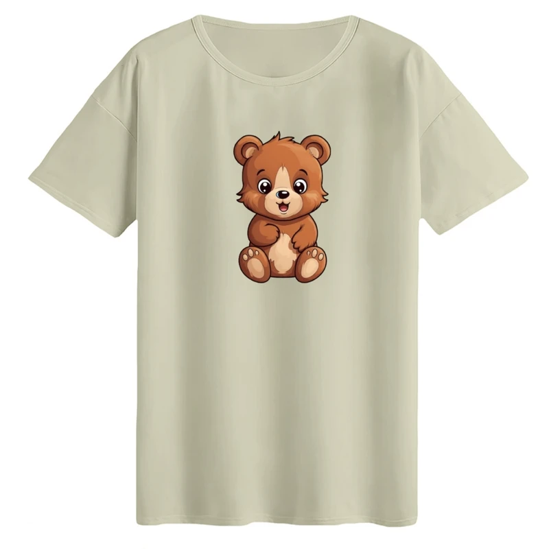 تی‌شرت لانگ آستین کوتاه زنانه مدل تدی کد 02 رنگ کرم