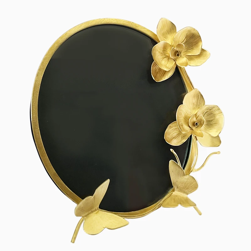 قاب عکس برنجی مدل گل ارکیده و پروانه