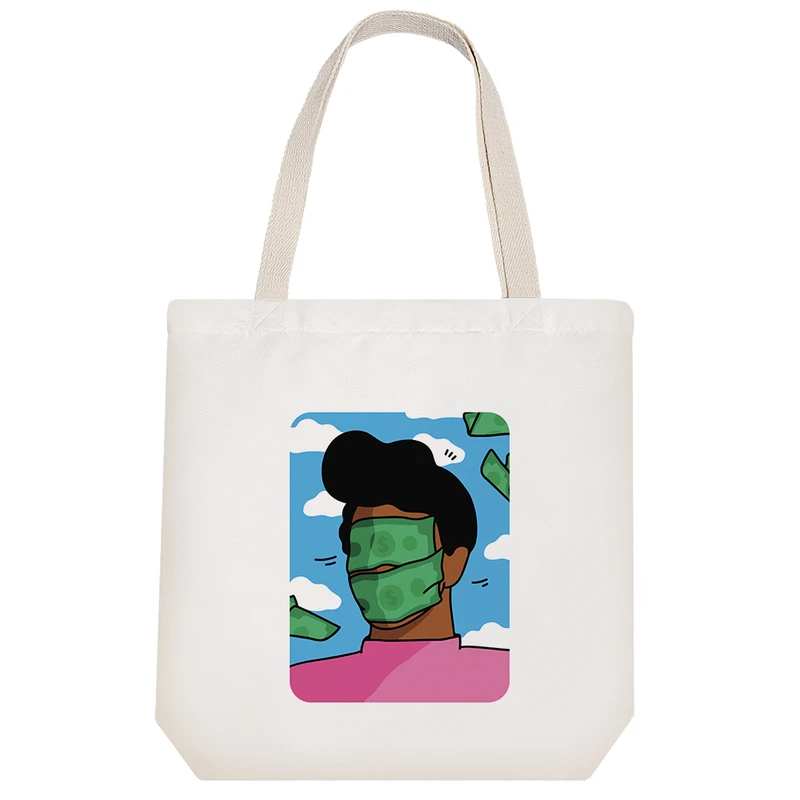 ساک خرید پارچه ای خندالو طرح بارش پول مدل توت بگ کد 7155