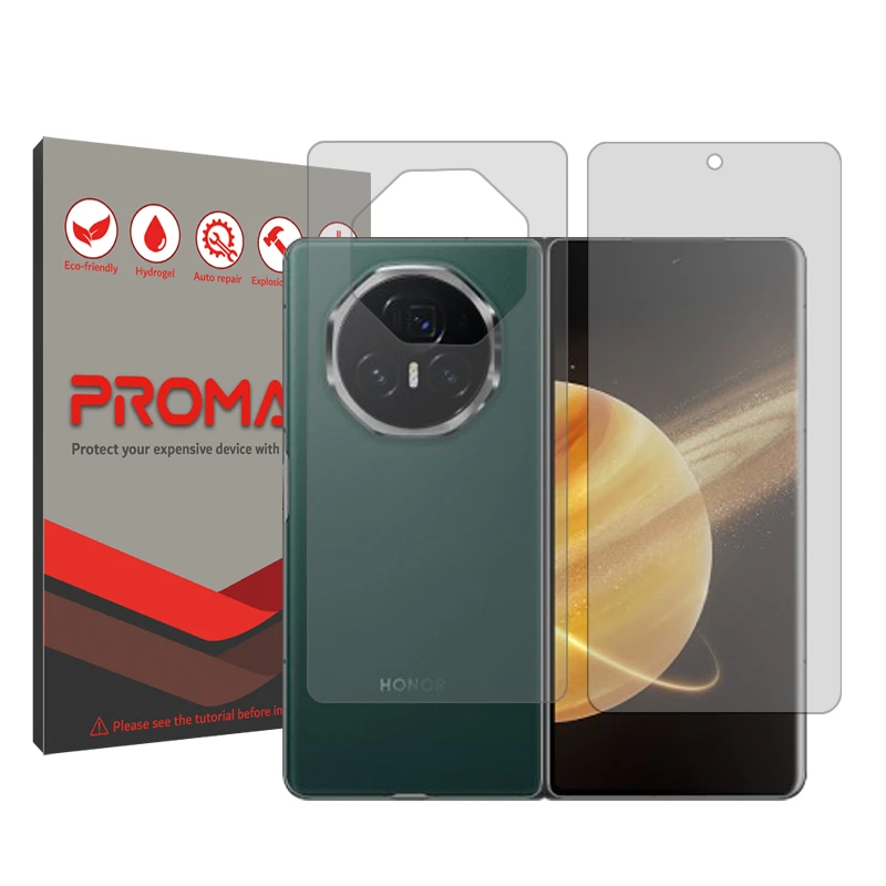 محافظ صفحه نمایش شفاف پرومیت مدل Resistant مناسب برای گوشی موبایل آنر Magic V3 به همراه محافظ پشت گوشی 