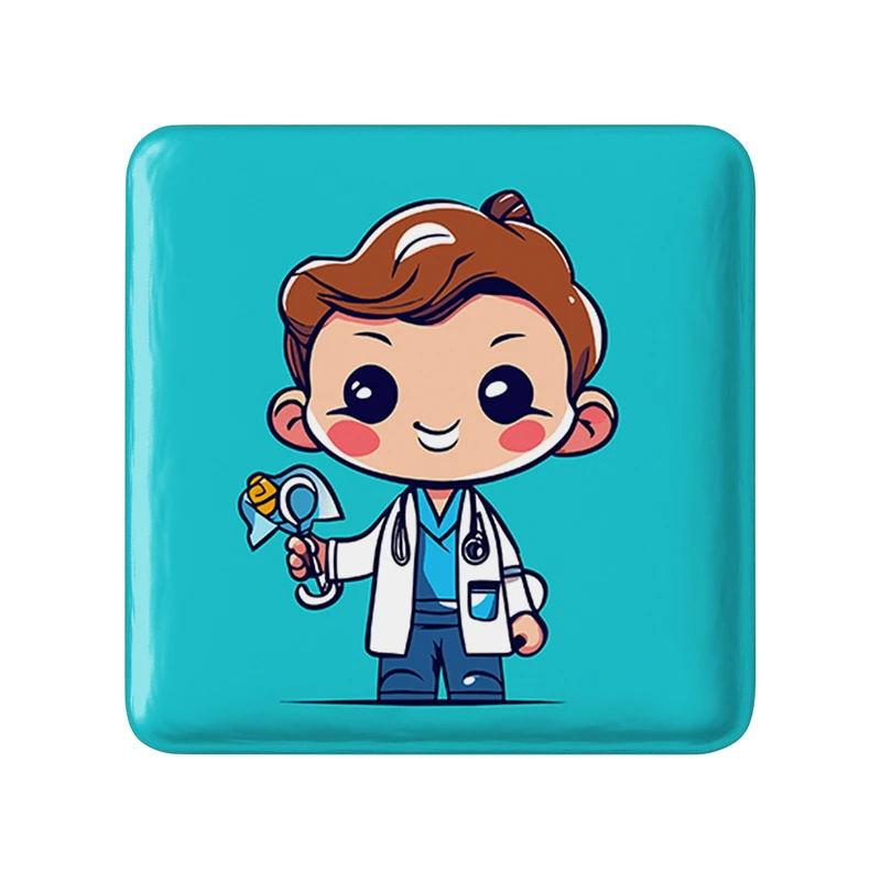 پیکسل خندالو طرح پزشک و پرستار کودکانه مدل مربعی کد 36503