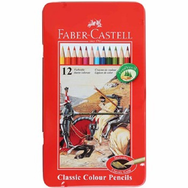 مداد رنگی 12 رنگ فابر کاستل مدل فلزی