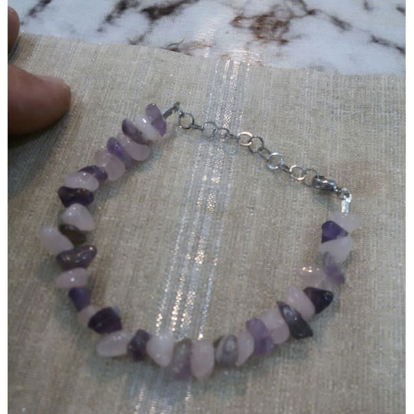 دستبند مدل آمتیست و رزکوارتز دستبند مدل آمتیست و رزکوارتز