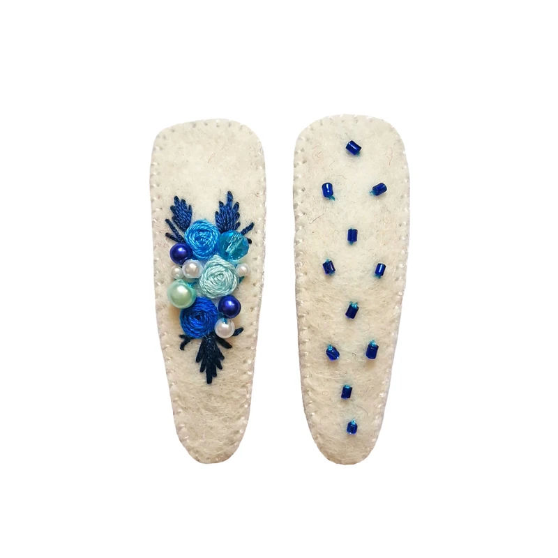 گیره مو زنانه مدل جواهردوزی و گلدوزی بسته دو عددی