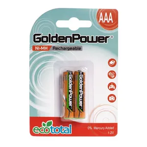 باتری نیم قلمی قابل شارژ گلدن پاور مدل ecototal بسته دو عددی 