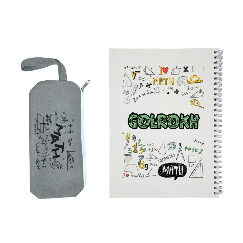 دفتر مشق 50 برگ طرح ریاضی مدل گلرخ به همراه جامدادی