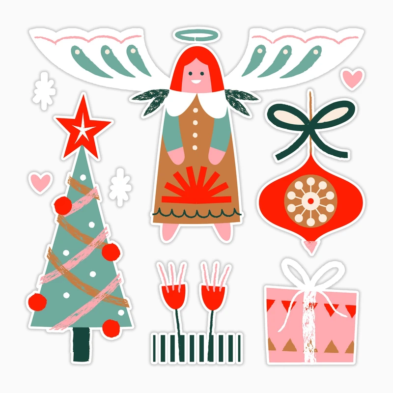 استیکر لپ تاپ و موبایل بووم طرح کریسمس مدل Scandinavi کد MR164 مجموعه 5 عددی