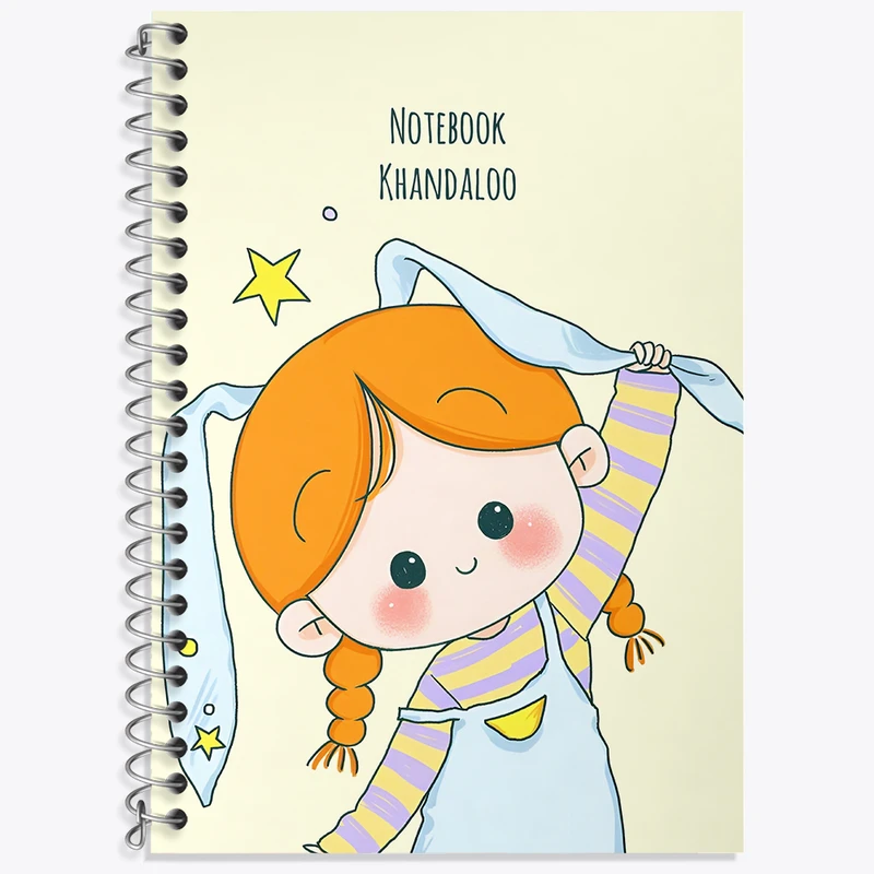 دفتر زبان 50 برگ خندالو مدل سه خط طرح دخترانه کیوت کد N3952