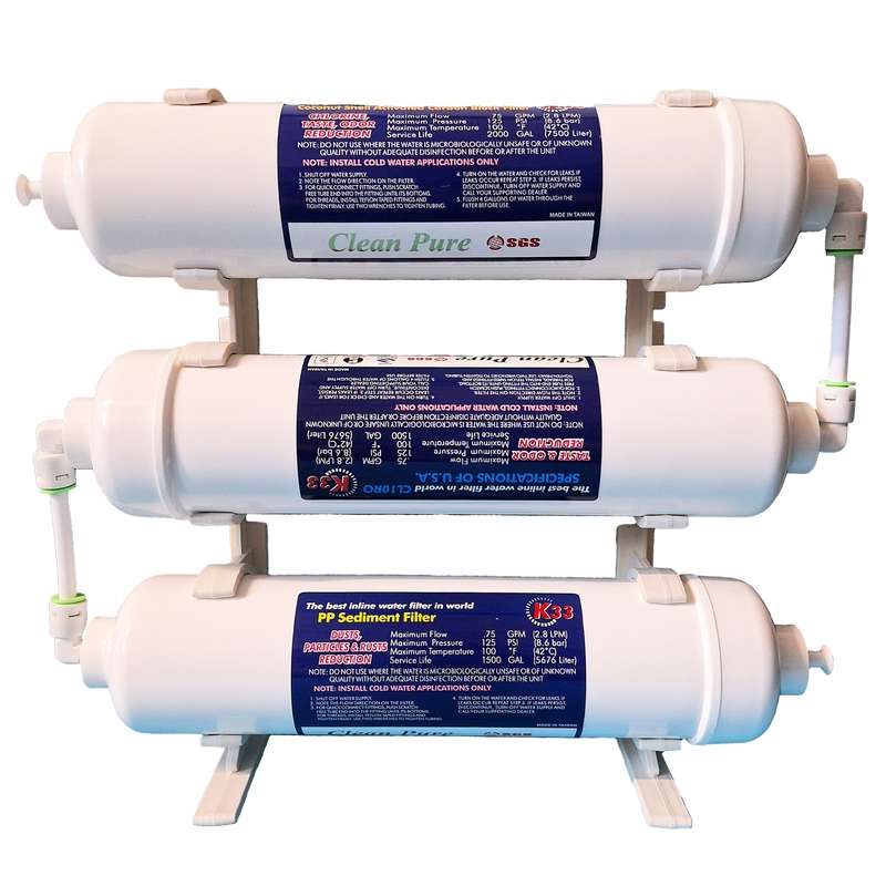 فیلتر تصفیه آب یخچال ساید مدل پایه خود ایستا کلین پیور  کد K33 مجموعه 3 عددی