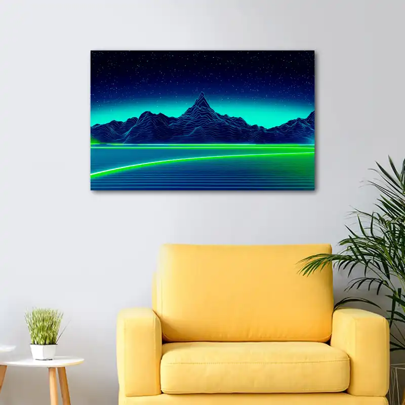 تابلو شاسی عرش مدل منظره کوهستان نئونی شبرنگ کد As3441