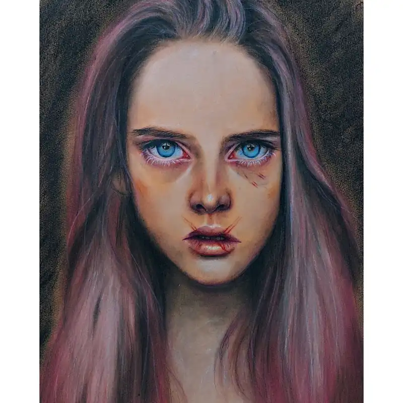 نقاشی پاستل گچی طرح خشم