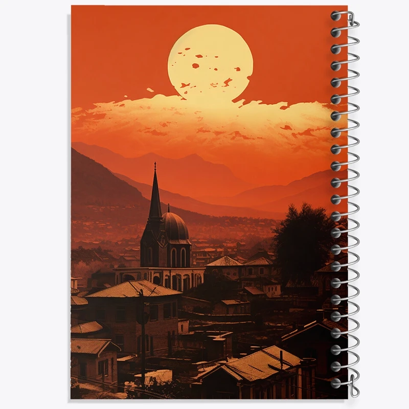 دفتر ژورنال نویسی 50 برگ خندالو مدل نقطه ای طرح غروب و شهر کد F491
