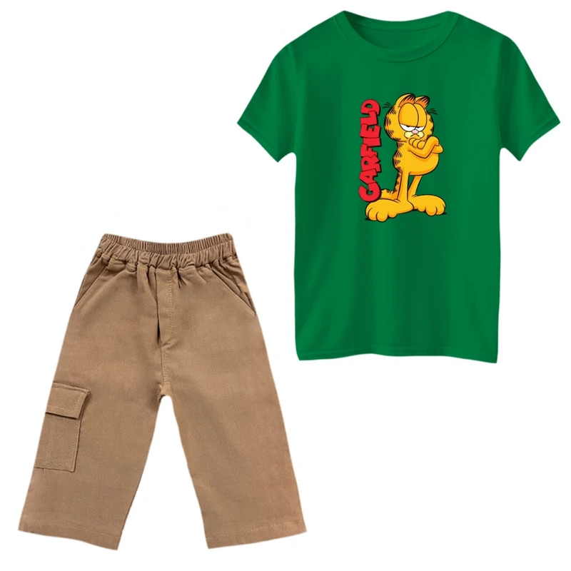 ست تی‌شرت و شلوارک پسرانه مدل گارفیلد کد 4