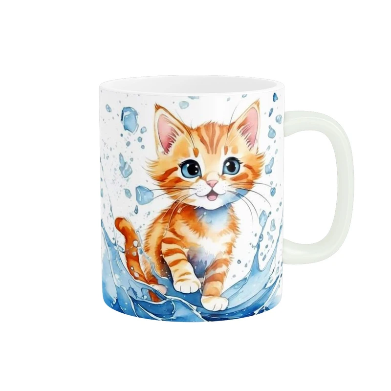 ماگ طرح زیبای گربه بازیگوش کد 1355