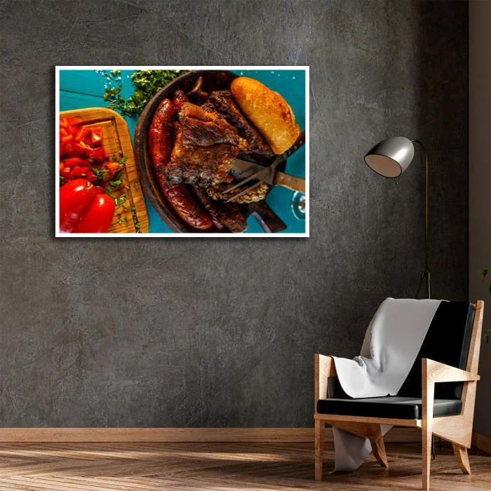 تابلو نوری بکلیت طرح غذای کبابی مدل W-D2221 فریم سفید