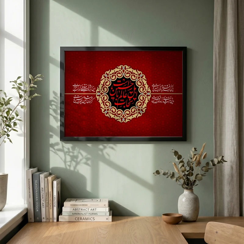 تابلو طرح نجات اهل عالم با حسین است مدل G14826 فریم مشکی