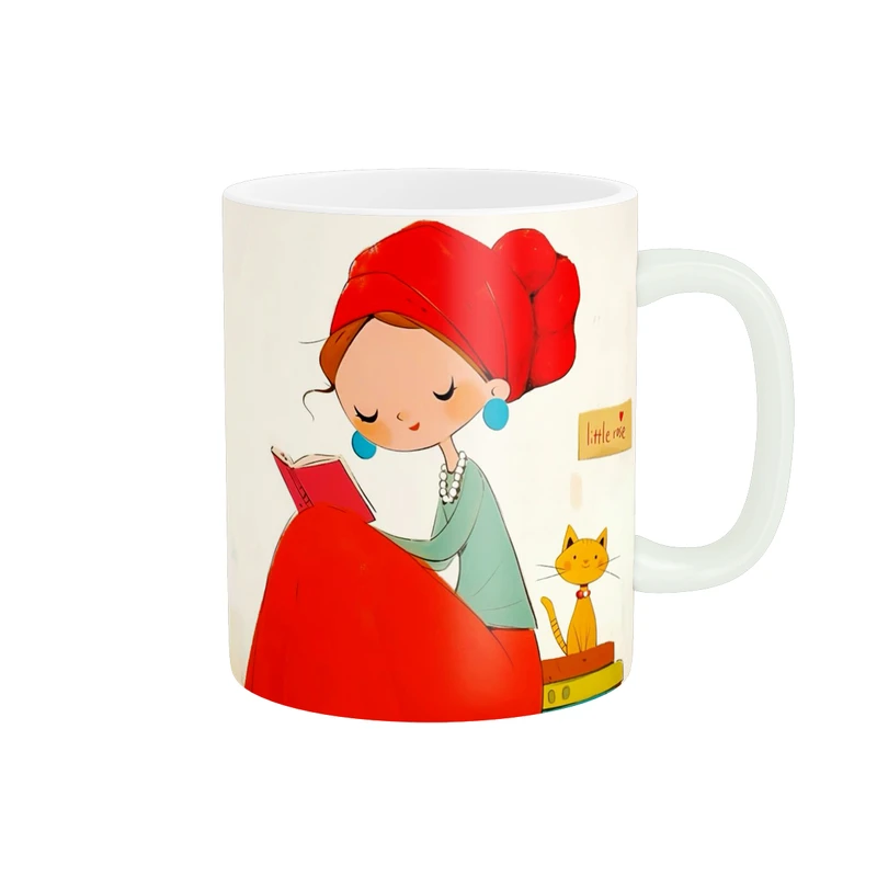 ماگ پاد آفرین طرح دختر و گربه کد 2274