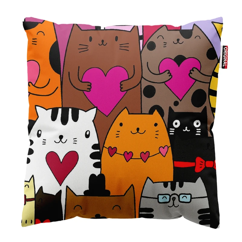 کوسن پاد آفرین مدل کارتونی طرح گربه کد PK403719 سایز 40*40 سانتی متر