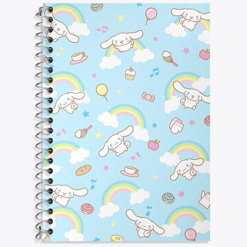 دفتر زبان 50 برگ خندالو مدل سه خط طرح سینامونرول هلو کیتی کد N4236