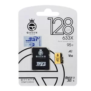 کارت حافظه microSDXC کوئین تک مدل magic pro 633X کلاس 10 استاندارد UHS-I U3 سرعت 95MBps ظرفیت 128 گیگابایت به همراه آداپتور SD