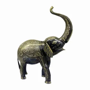 دکوری برنجی مدل فیل سیاه قلم کد 1897