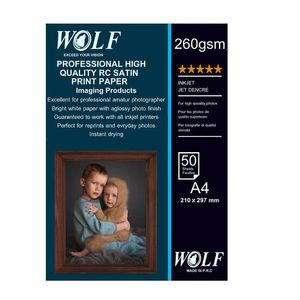 کاغذ چاپ گلاسه ولف مدل RC 260 سایز A4 بسته 50 عددی