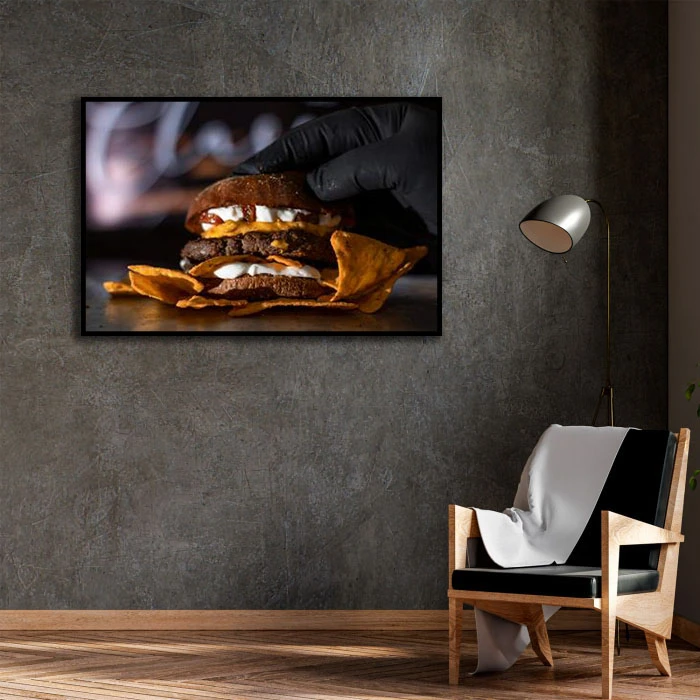 تابلو بکلیت طرح برگر مدل B-D2160 فریم مشکی