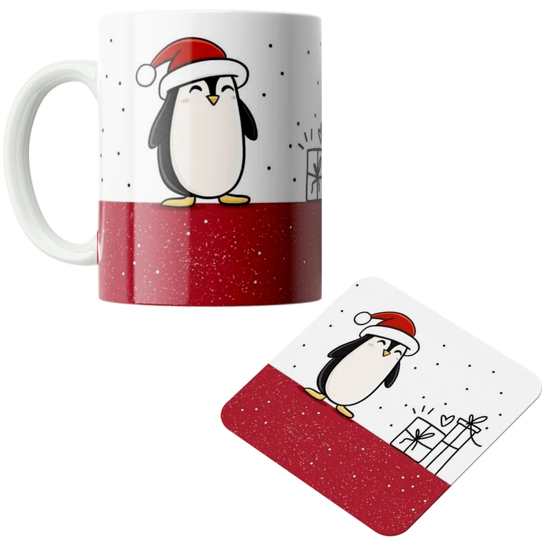 ماگ پاد آفرین مدل کریسمس کد DKC633 به همراه زیر لیوانی