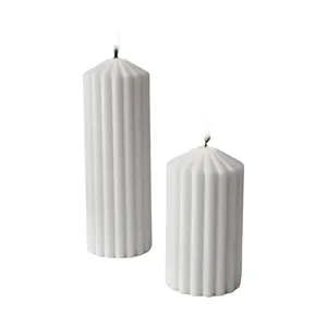 شمع مدل استوانه شیاردار مجموعه 2 عددی