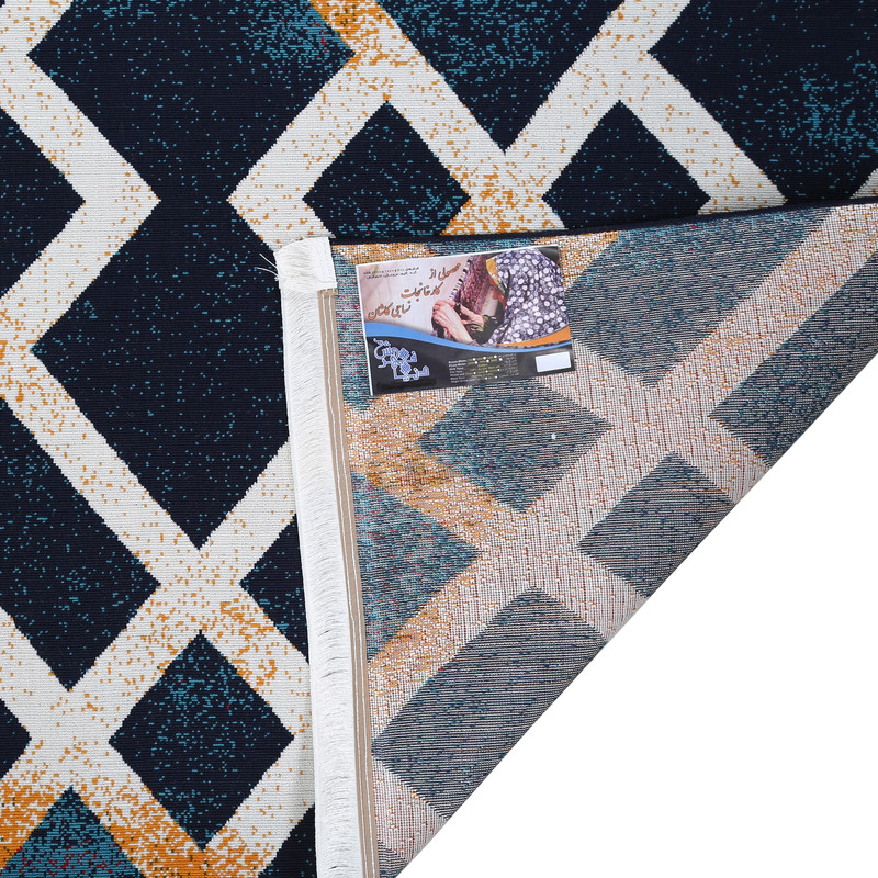 گلیم ماشینی دنیای فرش مدل لوزی  کد 1914