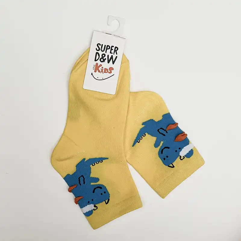 جوراب ساق کوتاه بچگانه مدل دایناسوری بسته دو عددی